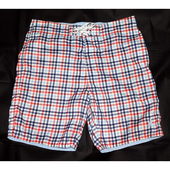Johnnie-O Santa Monica Men's Casual Plaid Swim Trunks Swim Trunks Size Large - Picture 1 of 8